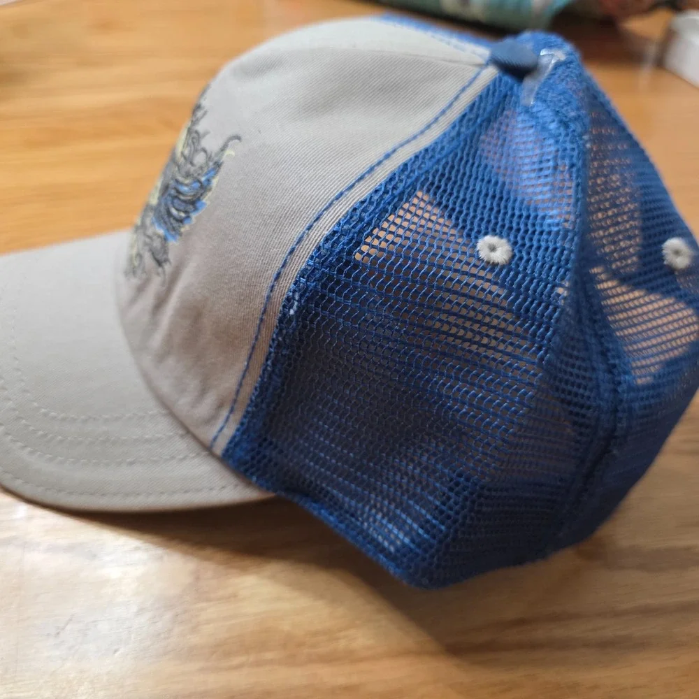 Trucker Hat Mens Gray Blue Crow Eaters Samcro Embroidered Logo Mesh Back Outdoor